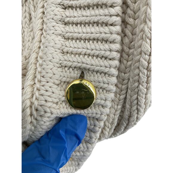 Gucci Cable Knit Cream White Bright Red Green Web Stripe Cardigan Size XS - Picture 6 of 9